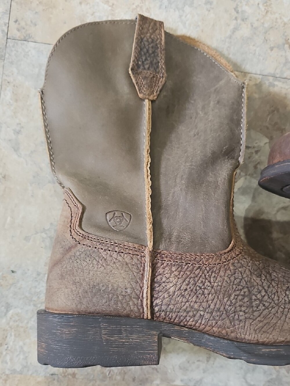 Ariat Brown Leather Mens Two-Tone Pull-On Western Boots - Picture 3 of 16